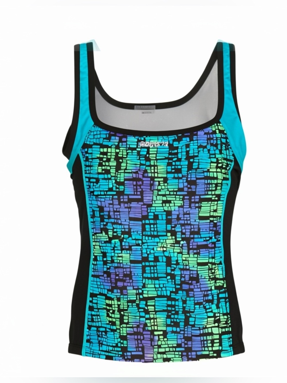 Roots 73 Multicolor Black Padded Tankini Tank Top Size 14